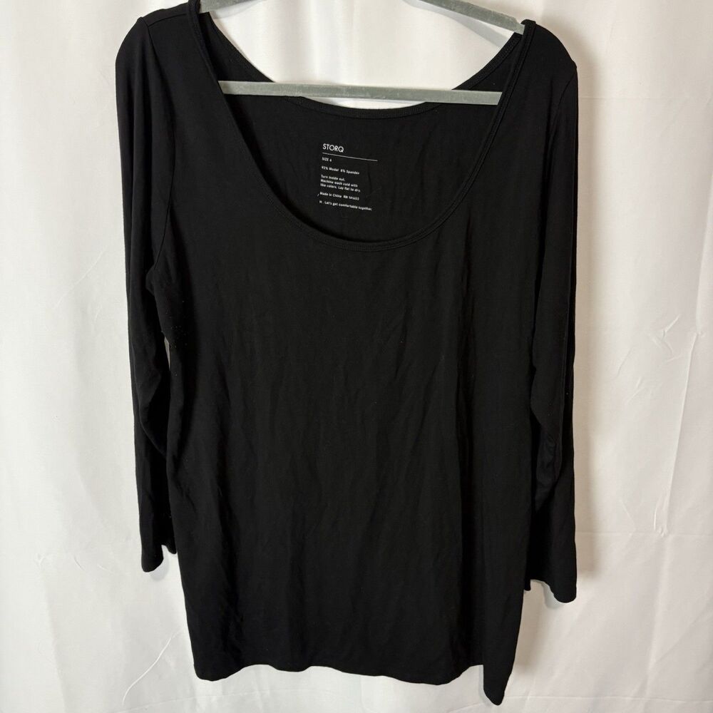 STORQ Black Modal Spandex Scoop Neck Basic Neutral Maternity Tee Size 6 / 2X